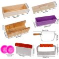 9PCS Silicone Soap Molds Kit,Rectangular Wooden Silicone Soap Mold Cutter SlicerHandmade Soap DIY for Soap Cake Making - Wood color. 
