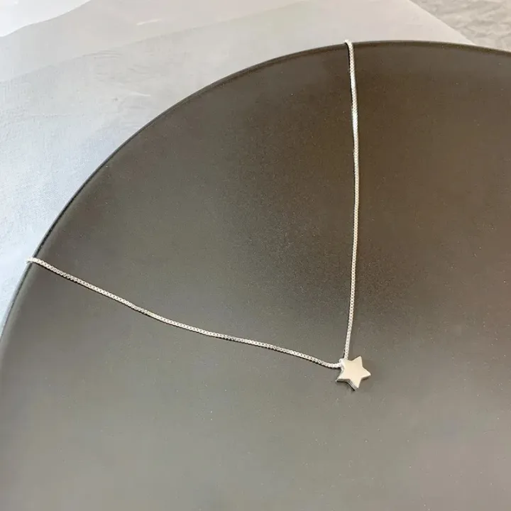 925%20Sterling%20Silver%20Heart-shaped%20Necklace%20Female%20Clavicle%20Chain%20Shiny%20Star%20Pendant%20Simple%20Fashion%20Jewelry%20Party%20Birthday%20Gift%20-%20Image%203