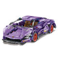 Internet celebrity compatible lego brick sports car purple cow mustang pull back racing car model assembly toy boy gift wholesale. 