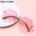 Oulylan Rimless Sunglasses Women Luxury Trimming Gradient Shades Sun Glasses Ladies Vintage Framless Eyewear UV400.