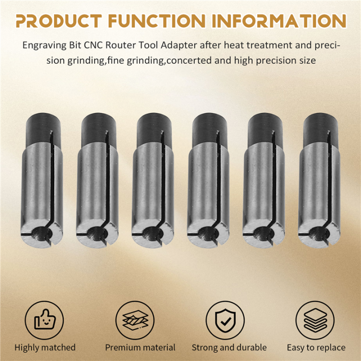 6Pcs%201/4%20Inch%20to%201/8%20Inch%20Cnc%20Engraving%20Bit%20Router%20Adapter%20Convert%20for%20Engraving%20Machine%20Tool%20-%20Image%202