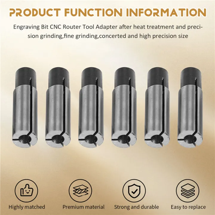 6Pcs%201/4%20Inch%20to%201/8%20Inch%20Cnc%20Engraving%20Bit%20Router%20Adapter%20Convert%20for%20Engraving%20Machine%20Tool%20-%20Image%202