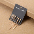 Pearl Women Stud Earring Geometric Metal Gold Jewelry Fashion Set Women's. 