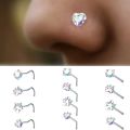 4PCS Surgical Steel Heart Nose Ring Stud Pack Real Star L Shape Nose Piercing Stud Set Square Nose Rings Set Piercing Nariz Lote.