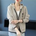 Hooded Coat Zipper Cardigan Sweater Women's Autumn and Winter Embroidered Top 2022 Spring Fashion Sweater Knitwear. 