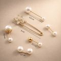 Premium Hijab Pin & Brooch Set - Adjustable Waist Pin for Shari/Dress/Trouser - 2 Pcs Set Stone & Pearl Safety Pins for Women. 