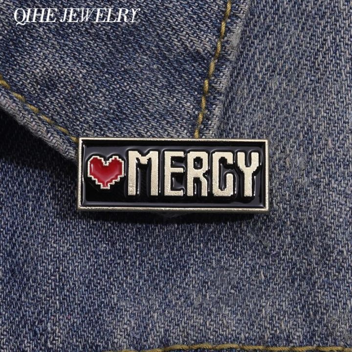 Red Heart Mercy Badge Enamel Pins Undertale Game Brooches Collar Lapel Badge Metal Backpack Jewelry Accessories Gift for Friend