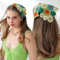 Crochet Flower Hair Scarf Headband Bandana Hairband for Women Daisy Knitting Triangle Scarf Turban Headbands Hair Accessories. 