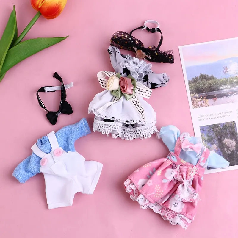 Set Kawaii Clothes For Dolls 16-17cm OB11 Doll Clothes Dress Set