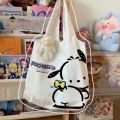Sanrio Pochacco Women Bag Kawaii Shoulder Bags Casual Large Capacity Shopper Canvas Fashion Harajuku Zipper Handbag Tote Bag.