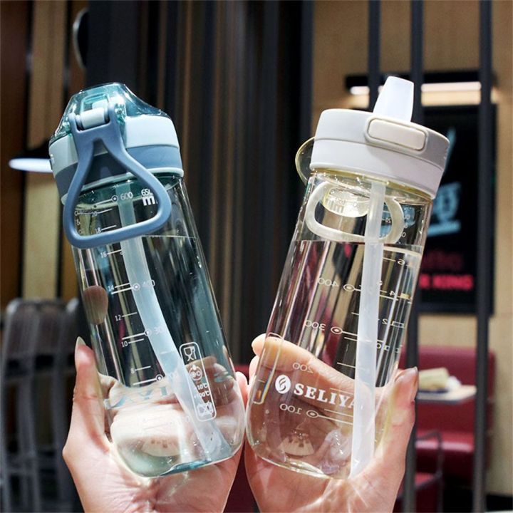 New 650ML Portable Sports Water Bottle With Straw Leakproof Gym Bottle Drink Mugs BPA Free Kids Drinking Water Bottle Cup Water Bottles