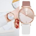 Fashion Women Watch Color Block Round Dial Ladies Quartz Wristwatch Leather Watchband Simple Elegant Female Clock reloj mujer. 