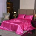 Luxury Silk Microfiber Rose Sheet Set two pcs pillow cover and one Flat sheet Fitted Sheet Bedding Set. 