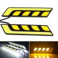 2PCS Car LED Bumper Strip COB Daytime Running Light DRL Yellow Turn Signal Lamp. 