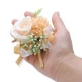 【COOL】 Silk Rose Boutonniere Groom Artificial Flower Bouquet Corsage Bridal Brooch Pins Buttonhole Wedding Party Ceremony Jewelry.