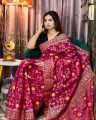 Katan block print Half Silk Saree For Woman. 