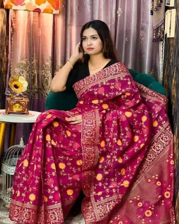 Katan%20block%20print%20Half%20Silk%20Saree%20For%20Woman%20-%20Image%202