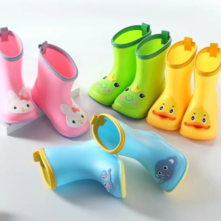 Rain Boots Kids Boy Cute Duck Waterproof Light and Handy Water