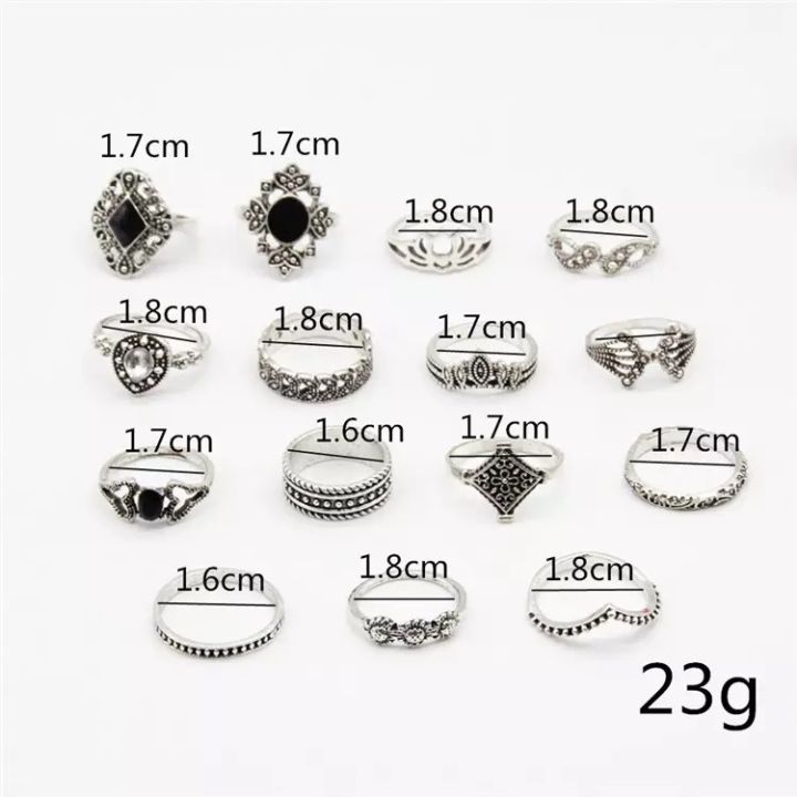 Trendy%2015%20Pcs/set%20Ring%20Set%20for%20Women%20New%20Collection/%20Finger%20Rings%20for%20Girls%20Simple%20Stylish%20-%20Fashionable%20Silver%20Smart%20Retro%20Rings%20Set%20Birthday%20Gift%20for%20Women%20-%20Image%206