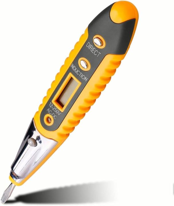 Voltage Tester Digital AC DC 12-220V Non-Contact Voltage Detector Tester Pen With Night Sight Induction Test Multi Sensor LCD Display