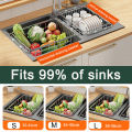 Adjustable Dish Drying Rack Stainless Steel Dish Drainer Fruit Vegetable Drainer Kitchen Sink Drain Holder Storage Rack.