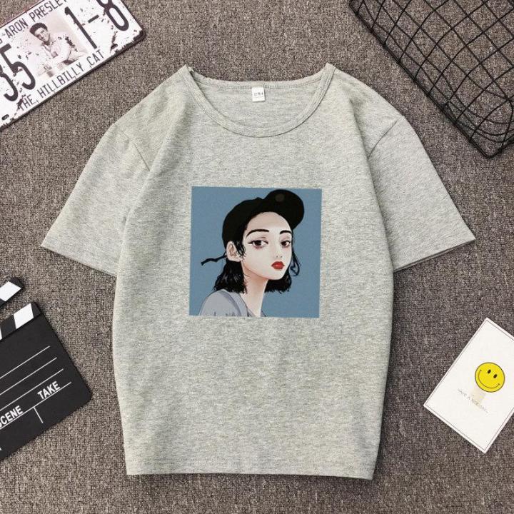 Korean%20Fashion%20Short-Sleeved%20Female%20Xia%20Han%20Edition%20Student%20Ulzzang%20Tide%20Brand%20Women's%20Loose%20Retro%20Port%20Taste%20Women's%20T-Shirt%20Girl%20-%20Image%203