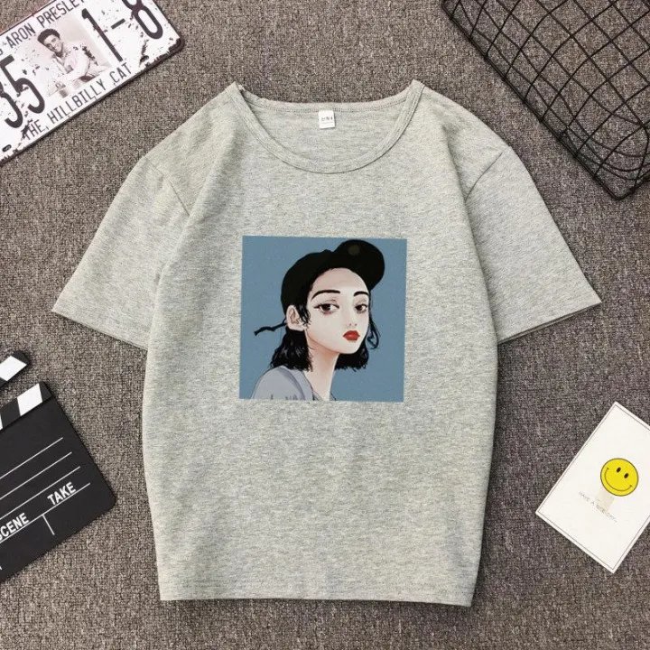 Korean%20Fashion%20Short-Sleeved%20Female%20Xia%20Han%20Edition%20Student%20Ulzzang%20Tide%20Brand%20Women's%20Loose%20Retro%20Port%20Taste%20Women's%20T-Shirt%20Girl%20-%20Image%203