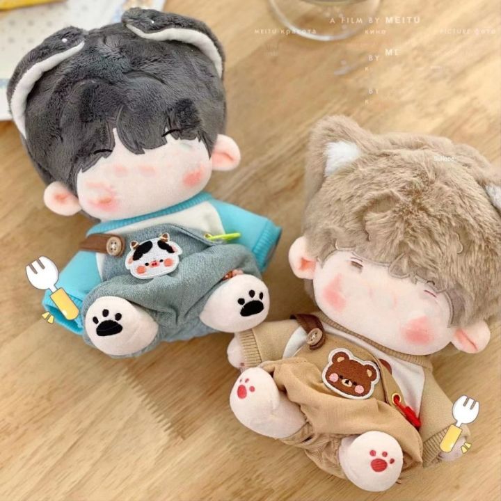 20CM Doll Clothes Kpop Tops Cartoon Animal Pattern T-shirt Trousers Suit Suspender Pants For Idol Dolls Cotton Stuffed Toys