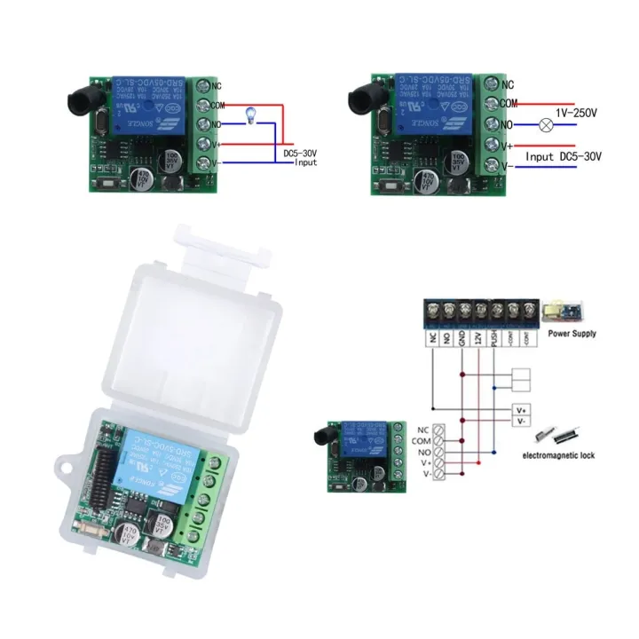 DC%205-30V%205V%2012V%2024V%20433Mhz%20RF%20Wireless%20Remote%20Control%20Switch%20Relay%201CH%20Receiver%20Module%20For%20LED%20Door%20Electromagnetic%20Lock%20DIY%20-%20Image%203
