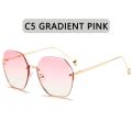 Round Sunglasses Women Brand Designer Gradient Fashion Sun Glasses Female Rimless Metal Oculos De Sol luxury designer. 