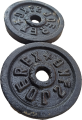 1 pair of 2.5kg black cast iron weight plates. 