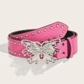 Y2k Belt Pink Belt Punk Belt Butterfly Buckle Belt Waistband. 