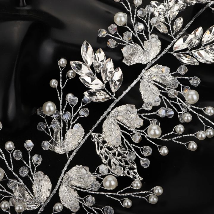 Women%20Silver%20Leaf%20Rhinestones%20Heabdand%20Wedding%20Hair%20Jewelry%20Bridal%20Hair%20Accessories%20for%20Bride%20Women%20-%20Image%206