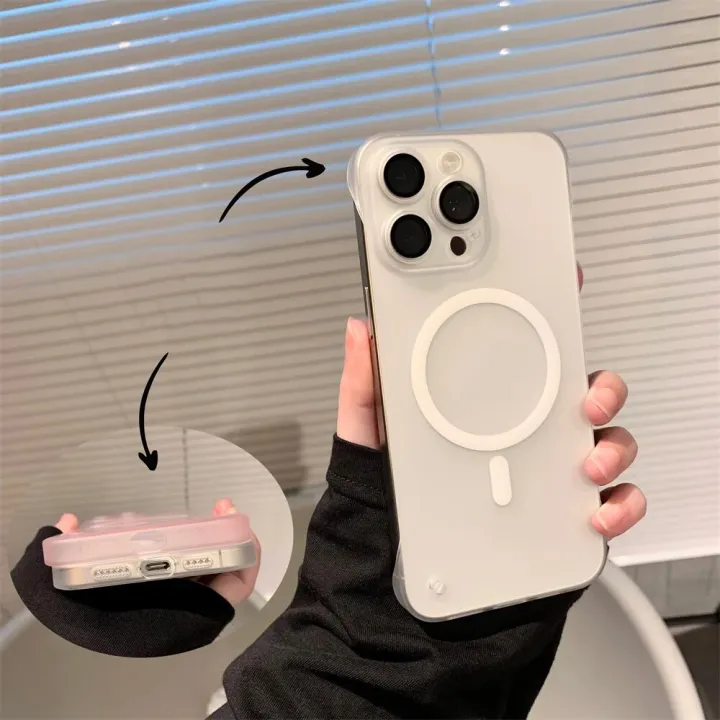 HOCE%20Transparent%20Frameless%20Magnetic%20Phone%20Cases%20For%20iPhone%2017%2016%2015%2014%2013%2012%20Pro%20Max%2014%2015%2016%20Plus%2017%20Air%20MagSafe%20Case%20Ultra%20Thin%20Matte%20Frosted%20Hard%20PC%20Cover%20-%20Image%204