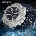 SANDA Three Screen Multifunctional Timing Watch Outdoor Waterproof Night Light Men's Watch SD3366-6.