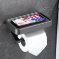 Nail Free Grey Toilet Paper Holder Aluminum Wall Mounted Toilet Paper Roll Holder Bathroom Accessories WC Decor Storage Shelf. 