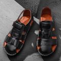 High Quality Men  Leather Sandals Breathable Comfortable Summer Shoes Fashion Flat Male Sandals Leather Men Casual Shoes. 