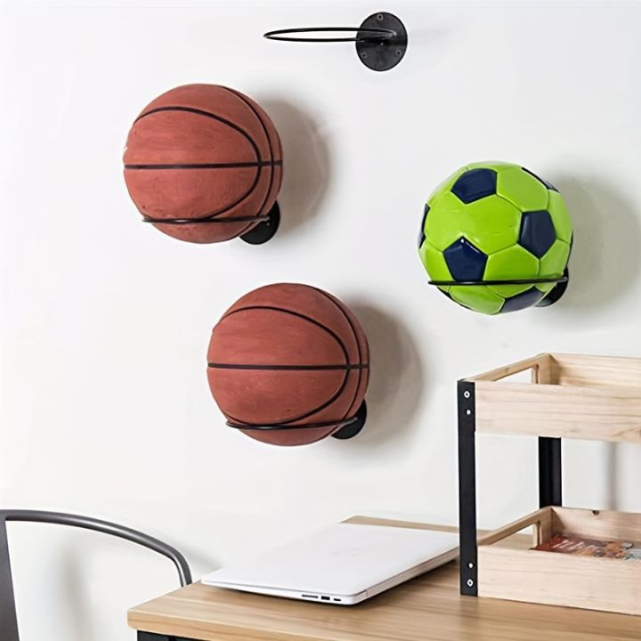3pcs Basketball Volleyball Soccer Display Holders Home Ball Rack On The Wall Ball Rack Put The Ball Rack Football Display Racks SnowWhite