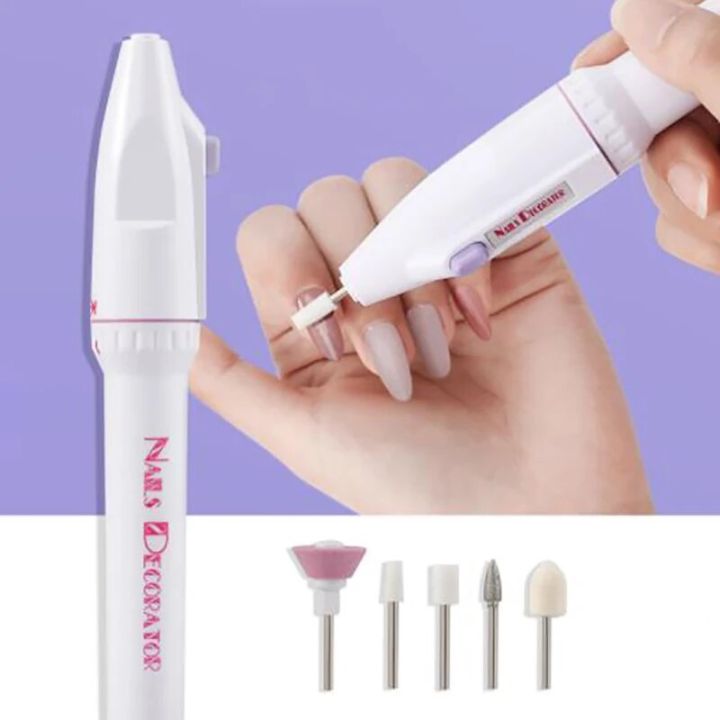 5 Head Grinding And Polishing Set Electric Nail Drill Machine Kit Polish File Drills Bit Pen Manicure Tool Accesorios For Nails
