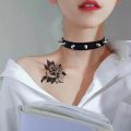 【3C VictoryEagle】Punk Collar Choker Black PU Leather Heart Cross Spike Necklace Cosplay Body Accessories Trend Jewelry.