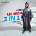 3 in 1 Outdoor Rain Poncho for Hiking Trekking Camping with Tarp and Ground Sheet Facility. 