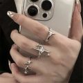 Cute Y2k Star Open Ring for Women Creative Vintage Silver Color Adjustable Rings Couple jewelry gift.