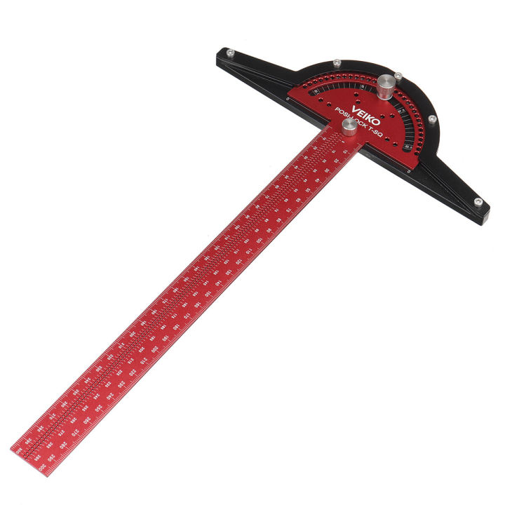 VEIKO aluminum 300mm angle fixed T-square Posi lock carpenter's ruler