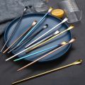 1PC Stainless Steel Colorful Dessert Spoon Long Handle Mixing Stirring Spoons Bar Kitchen Tableware.
