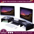 Monitor Stand Riser, Adjustable Screen Stand for Laptop Computer/TV/PC, Upgrade Length Desktop Organizer - Black & White.