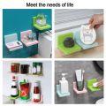 1Pc Bathroom Wall-mounted Self-adhesive Right-angle Shelf Sticker  Household Kitchen Condiment Sponge Sundries Storage Holder. 