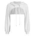 Women Ultra Short Hoodies y2k Crop Hooded Sweatshirt Kpop Kawaii Harajuku Long Sleeve Solid Color Hoodie Sudaderas De Mujeres. 