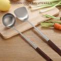 Wok Spatula and Ladle Tool Set, 17 Inches Spatula for Wok, Stainless Steel Wok Spatula.