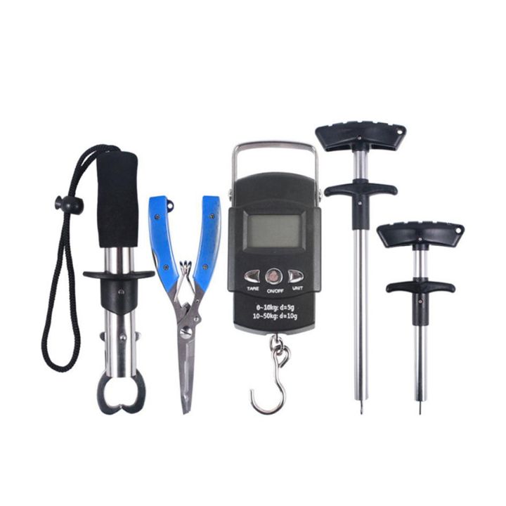 5Pcs Fishing Tool,Fishing Pliers,Fish Hook Remover Tool, Fish Lip Gripper ,Digital Fish Scale,Fishing Gear Combo