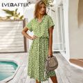 EVERAFTER Fashion Ladies Boho Leopard Print Shirt Dress Women Casual Midi Holiday Summer Dress Female High Waist Beach Dresses. 